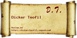 Dicker Teofil névjegykártya
